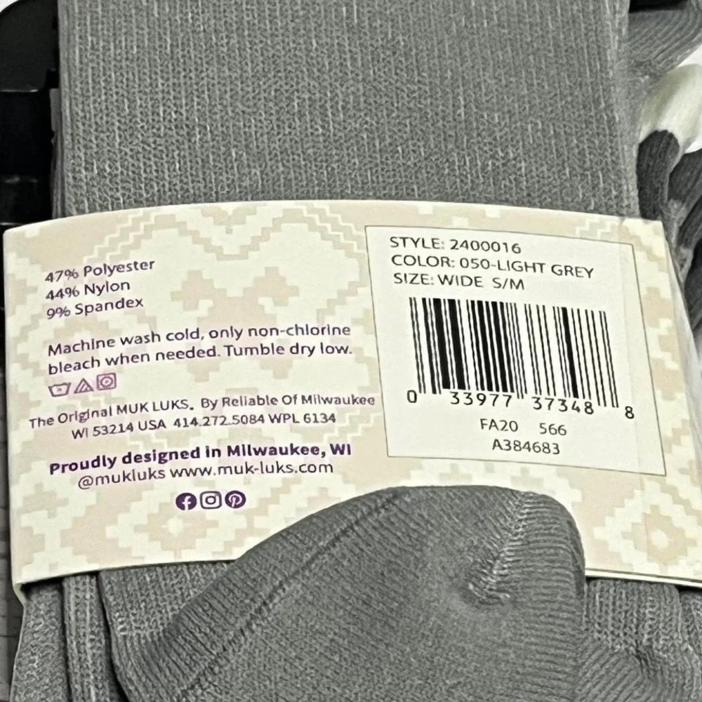 Muk Luks Womens‎ 3 Pack Graduated Compression Socks Grey Wide S/M 15-20mmHg